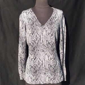 Michael Kors Black & Gray Snake Print Sweater Small